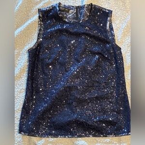 Jones New York Top Blouse Shell‎ Navy Sequin Size 8